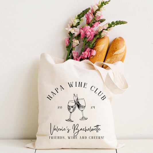 Custom Bachelorette Tote - Wine Tasting Party Bag - Personalized Bridesmaid Gift - Napa Girls Trip Favor - Birthday Wine Tote