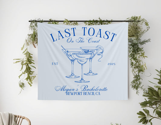 Last Toast on the Coast Banner, Beach Bachelorette Party Sign, Custom Bridal Shower Decor, Coastal Bachelorette Banner, Bach Club Backdrop