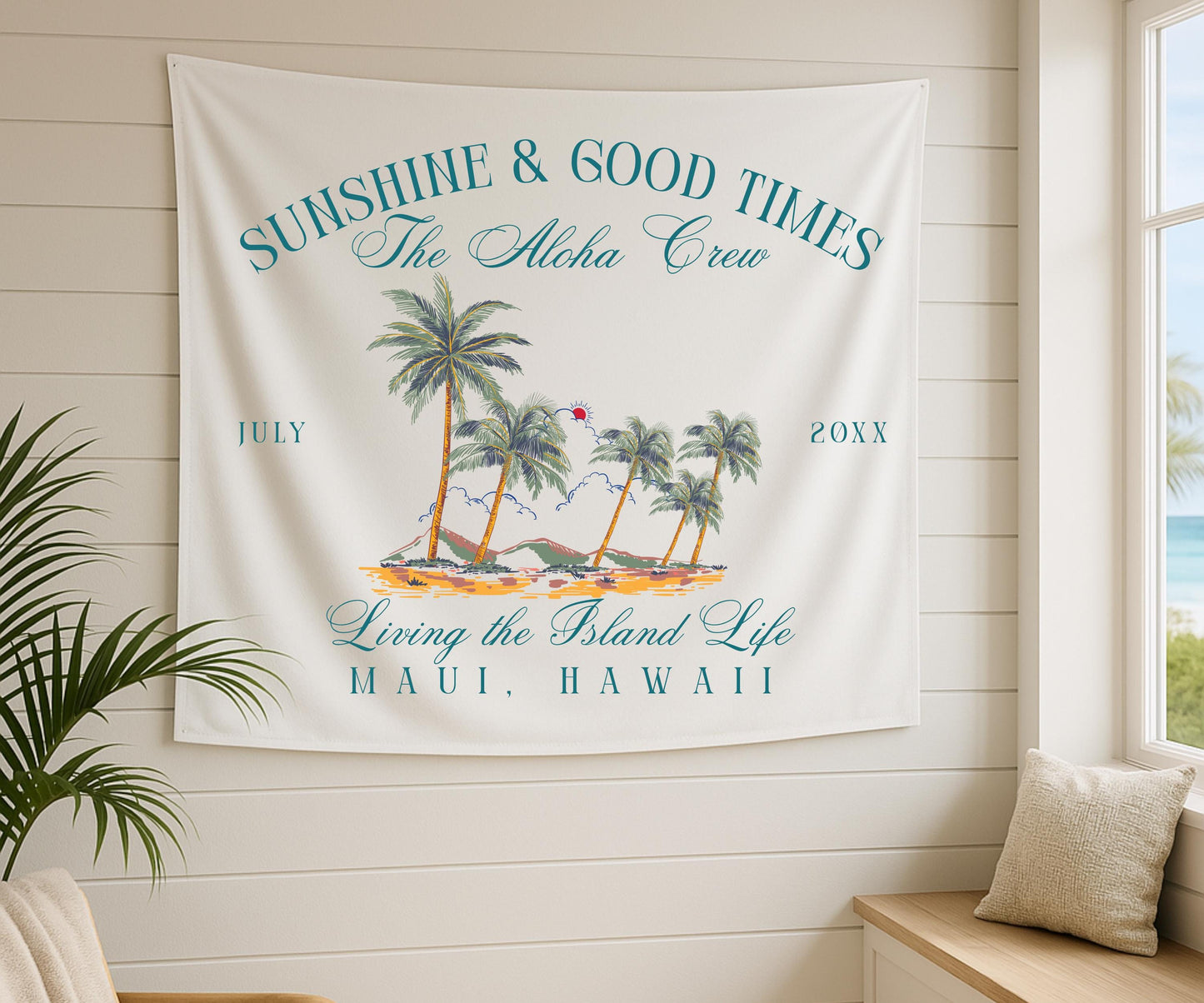 Tropical Family Vacation Banner, Custom Beach House Welcome Sign, Maui Trip Decor, Island Crew Airbnb Sign, Aloha Summer Banner