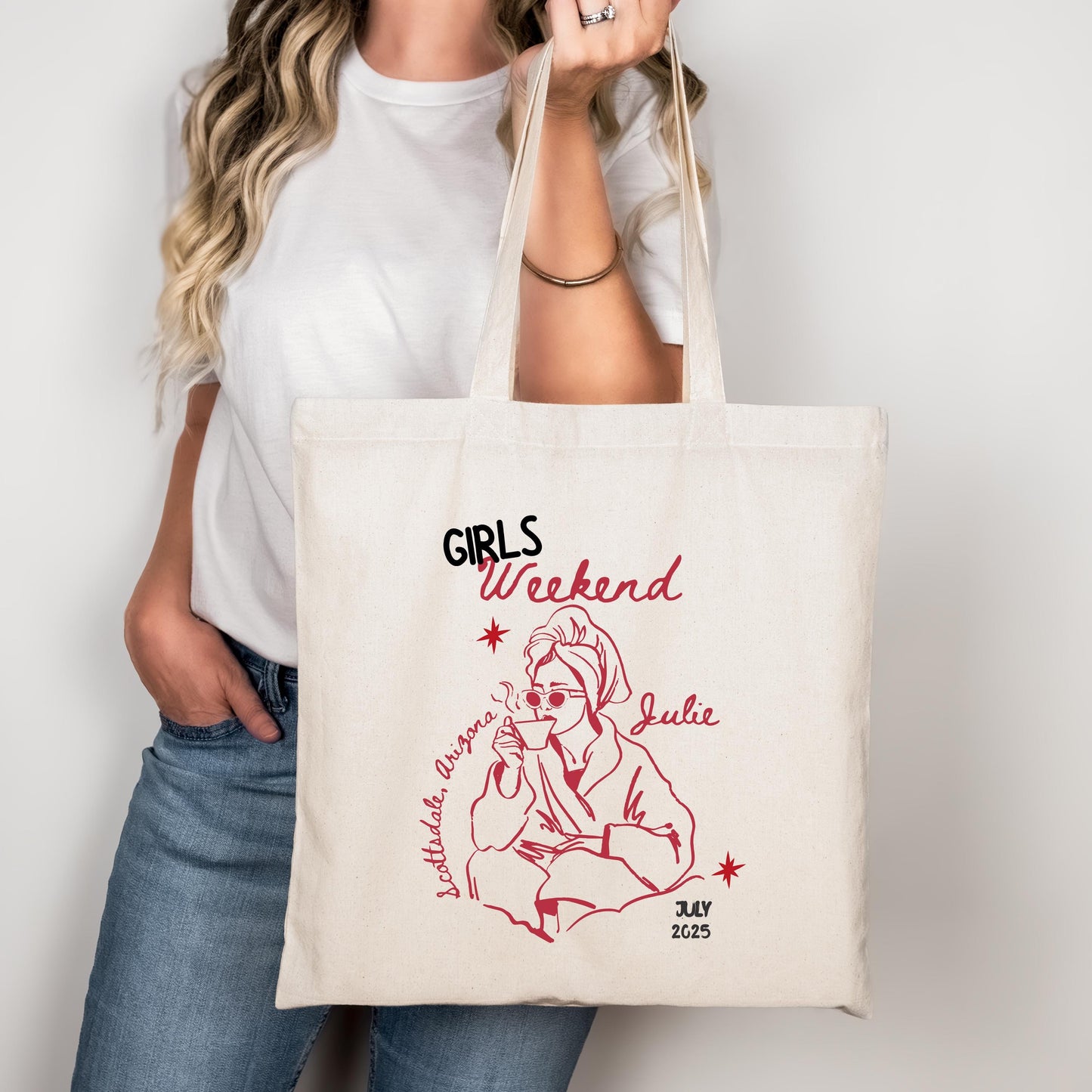 Girls Weekend Spa Tote Bag, Custom Spa Getaway Gift, Bachelorette Spa Trip Bag, Relaxation Retreat Tote, Self-Care Weekend Favor