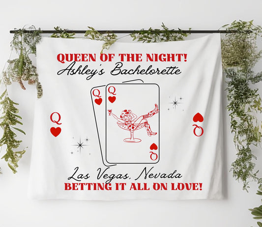 Queen of the Night Bachelorette Banner | Vegas Cowgirl Party Decor | Last Rodeo Bride-to-Be Sign | Western Casino Theme
