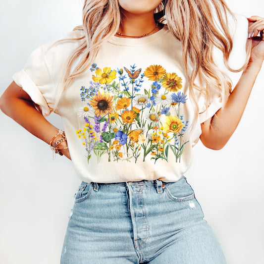 Floral Vintage T-Shirt – Cottagecore Oversized Tee, Botanical Garden Shirt, Nature-Inspired Gift for Her