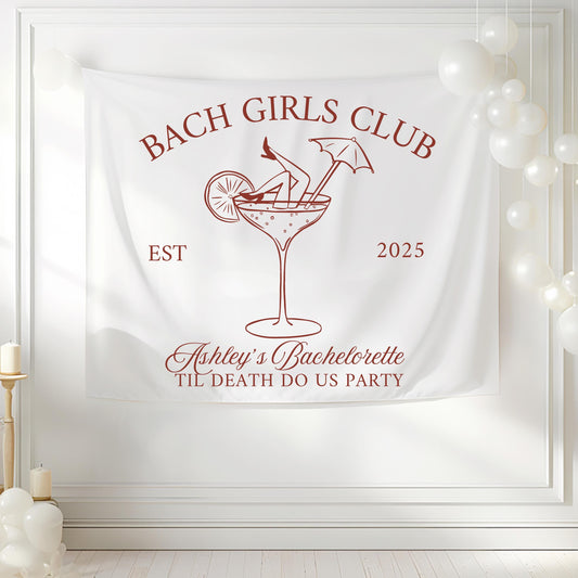 Bach Club Bachelorette Banner, Custom Bachelorette Sign, Til Death Do Us Party Decor, Girls Trip Party Banner, Personalized Bridal Sign
