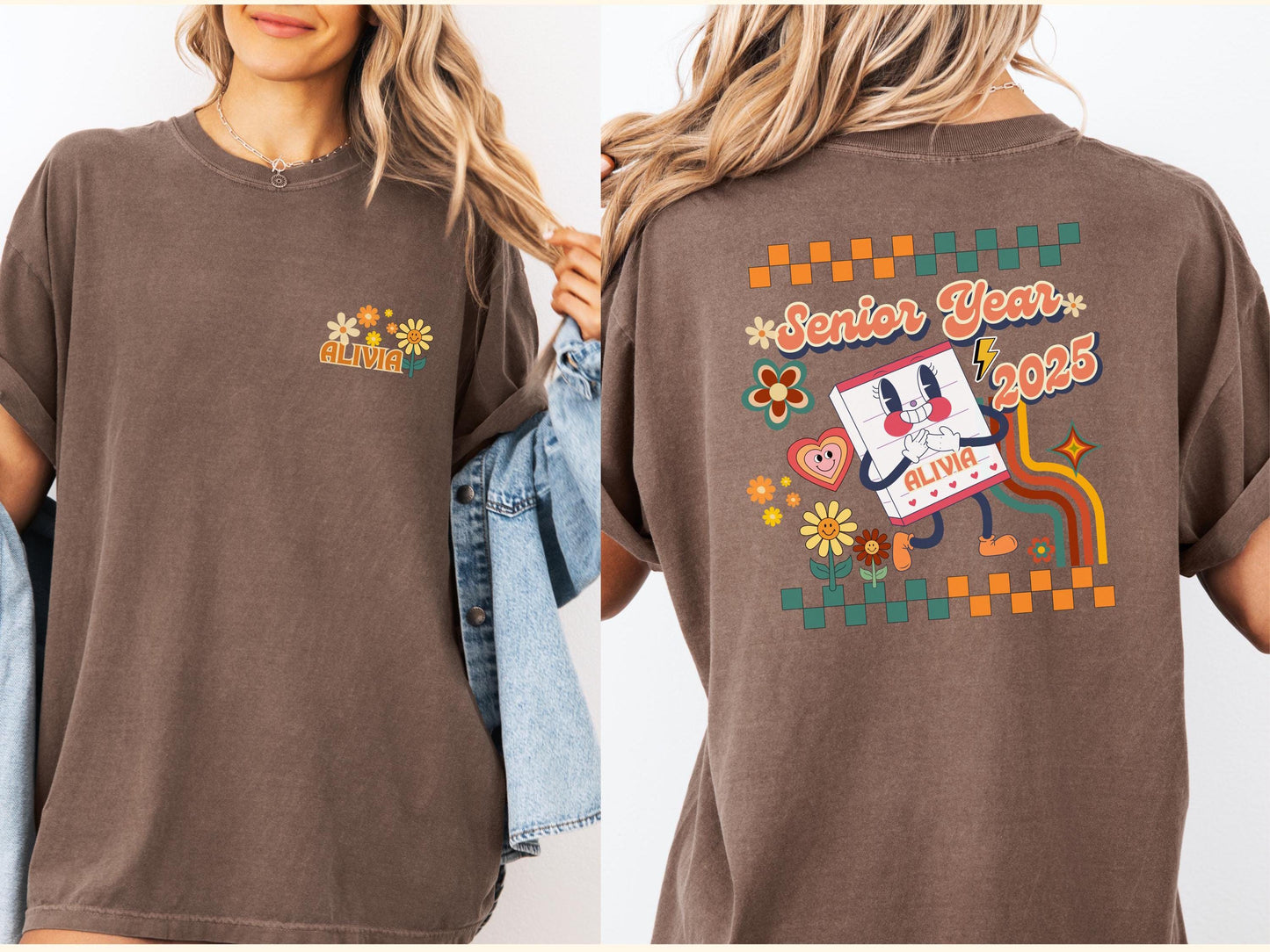 Retro Senior 2025 Shirt | Custom Senior Tee | Oversized Back-to-School Graphic