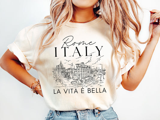 Rome Italy Shirt, Vintage Italy Graphic Tee, Womens Oversized Travel Shirt, Italian Aesthetic Tee, Comfort Colors Trendy Travel Tee
