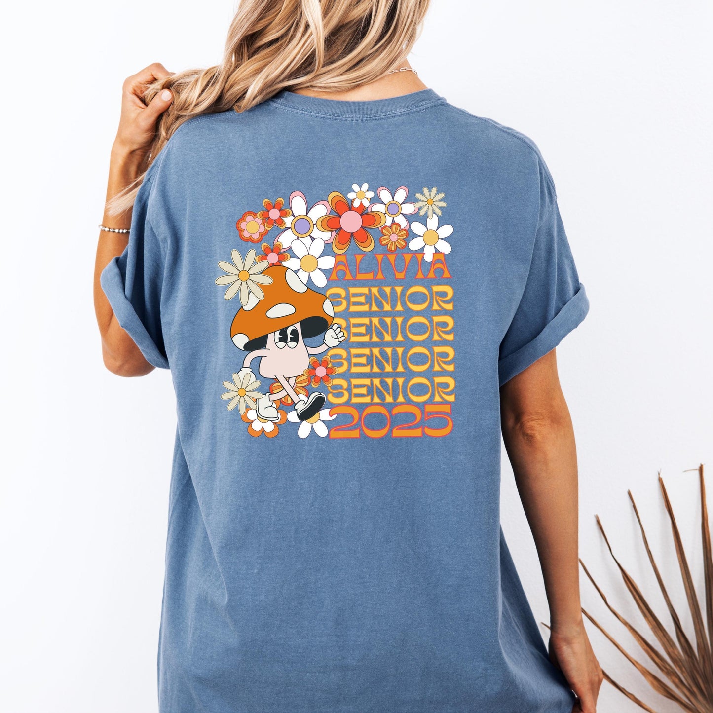 Retro Senior 2025 Shirt | Comfort Colors® Unisex Tee | Trendy Mushroom Graphic