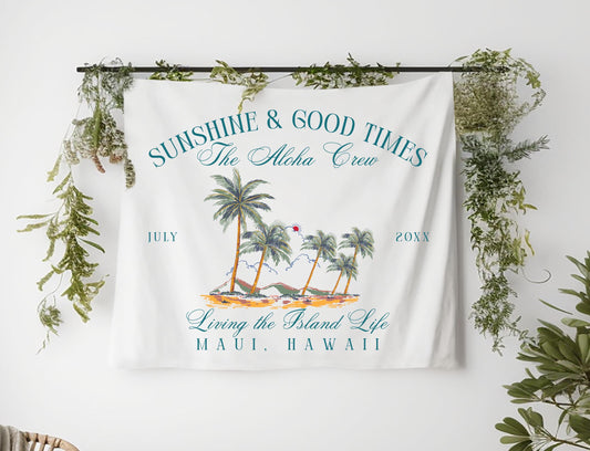 Tropical Family Vacation Banner, Custom Beach House Welcome Sign, Maui Trip Decor, Island Crew Airbnb Sign, Aloha Summer Banner