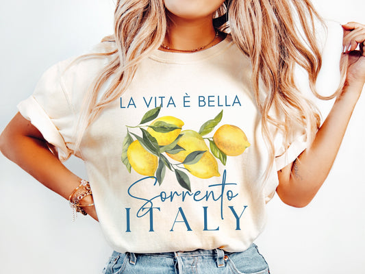 Italy Shirt, Sorrento Italy Lemon Womens Tee, Amalfi Coast, Italy T-shirt, Comfort Colors Lemon Tee