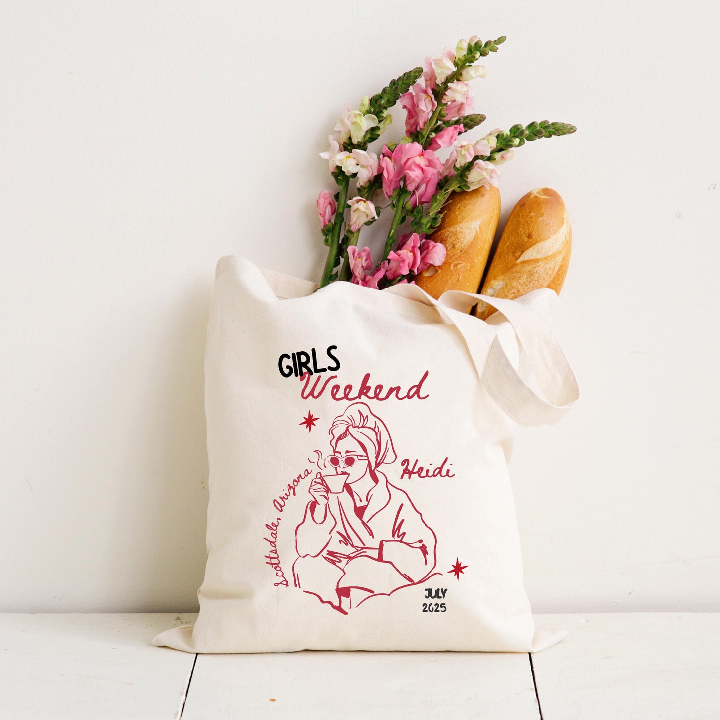 Girls Weekend Spa Tote Bag, Custom Spa Getaway Gift, Bachelorette Spa Trip Bag, Relaxation Retreat Tote, Self-Care Weekend Favor