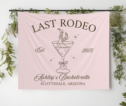 Last Rodeo Bachelorette Banner | Personalized Bach Sign | Western Bachelorette Decor, Cowgirl Party Banner, Martini Glass Rodeo Theme