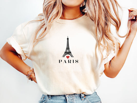Paris France Shirt, Eiffel Tower Tee, French Travel Gift, Minimalist Paris Shirt, Europe Vacation Shirt, Gift for Her - Comfort Colors