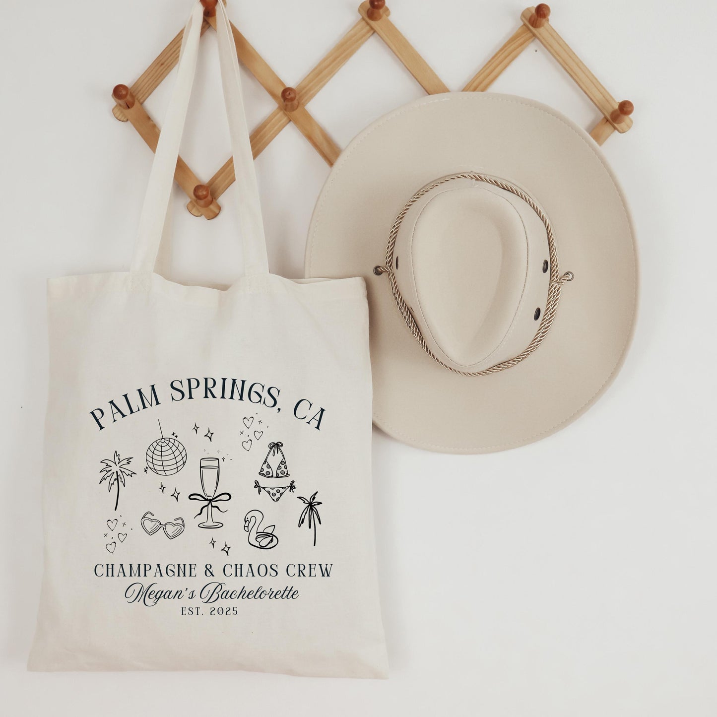 Custom Bachelorette Tote Bag, Champagne and Chaos Crew, Destination Bachelorette Party, Bridesmaid Gift, Girls Trip Bag
