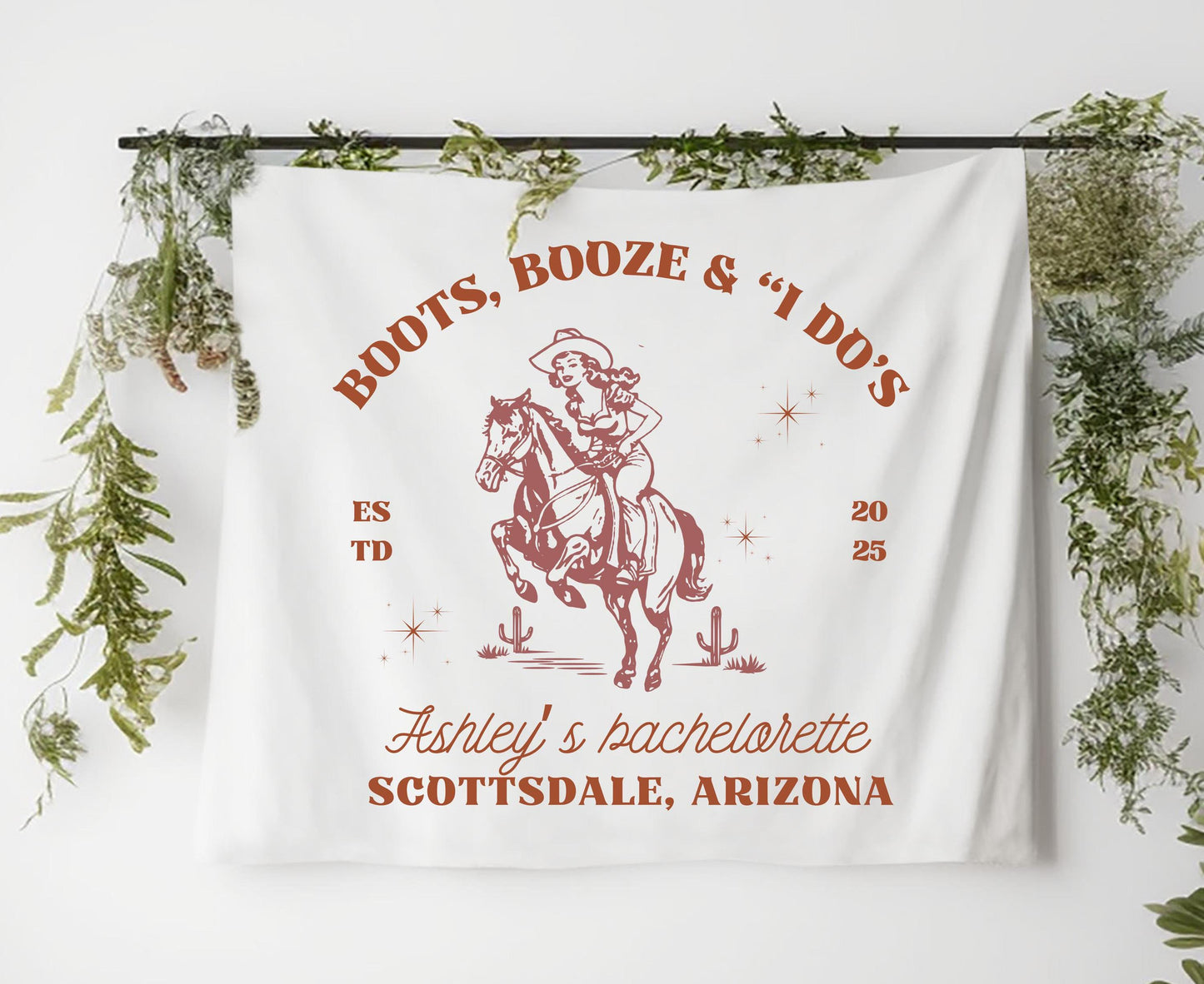 Boots Booze and I Do’s Bachelorette Banner | Western Party Decor | Last Rodeo Bride-to-Be Tapestry | Custom Cowgirl Sign