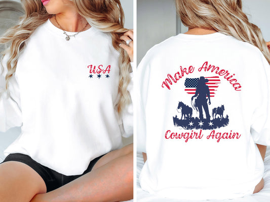 USA Sweatshirt, Flag - Cowgirl Sweatshirt, Patriotic Sweatshirt, American Flag Sweatshirt, America Sweatshirt - Stars and Stripes