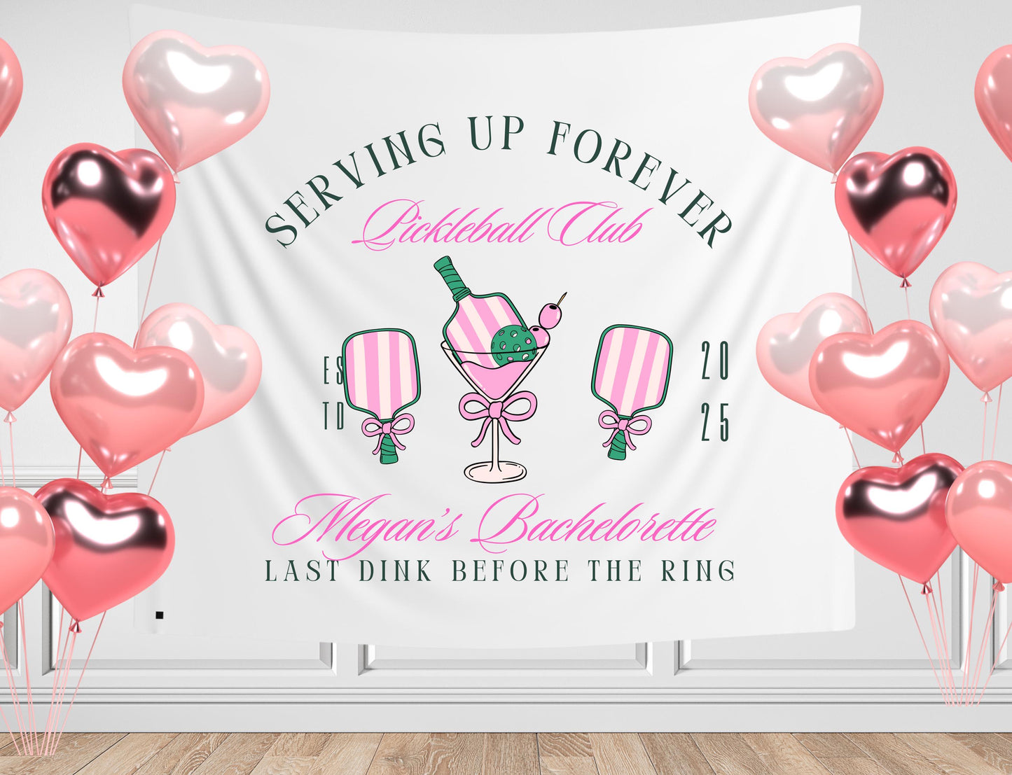 Custom Pickleball Banner - Personalized Bachelorette Party Decor, Last Swing Before the Ring, Pickleball Tapestry, Wedding Shower Sign