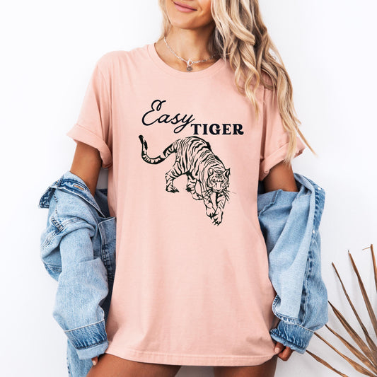 Easy Tiger Retro Shirt – 90s Rocker Graphic Tee, Vintage Trendy Aesthetic, Bella Canvas Unisex T-Shirt