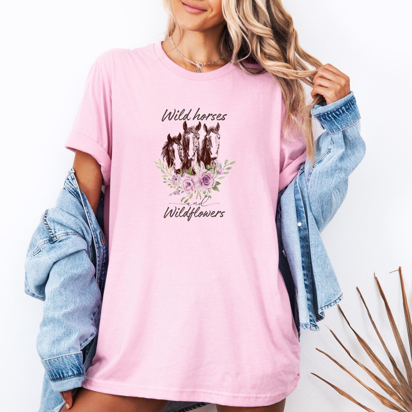 Wild Horses and Wildflowers Shirt - Western Horse Graphic Tee - Country Cowgirl Aesthetic T-Shirt - Equestrian Boho Shirt - Bella Canvas Tee