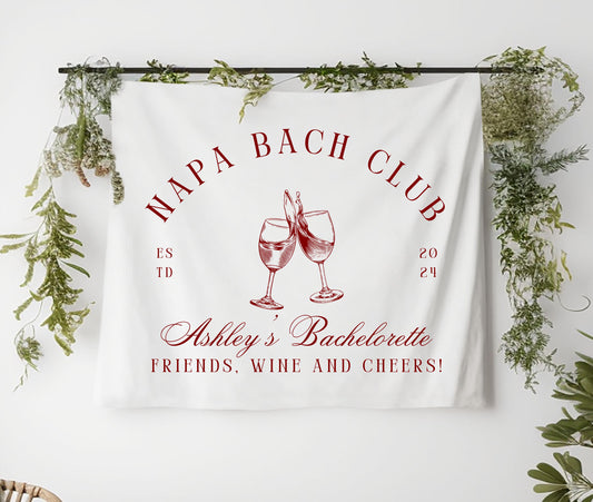 Custom Bachelorette Party Banner, Tapestry for Wine Tasting Weekend, Bach Club Banner - Party Decor