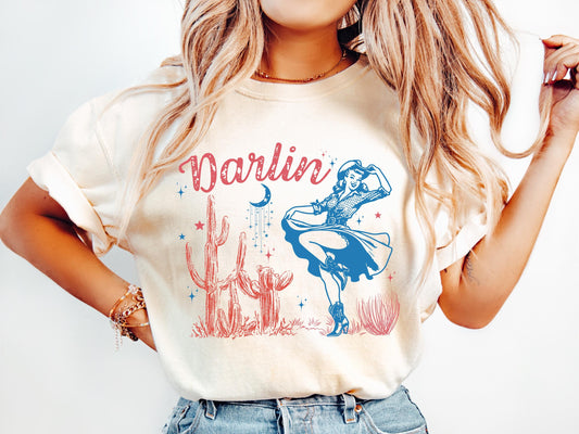 Country Western Shirt, Cowgirl Vintage Graphic Tee, Darlin Shirt, Rodeo, Country Music Shirt for Her - Comfort Colors
