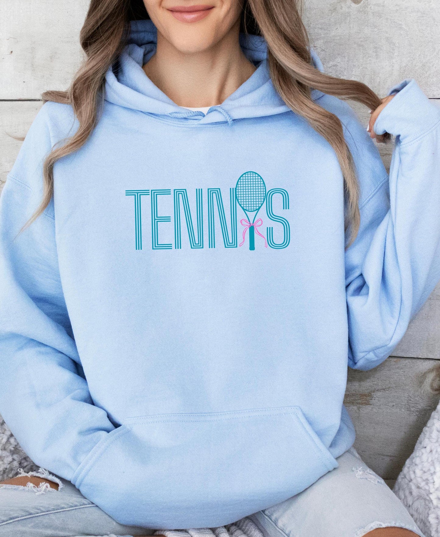 Tennis Hoodie - Cute Bow Tennis Sweatshirt - Sporty Chic Crewneck - Tennis Lover Gift - Country Club Style