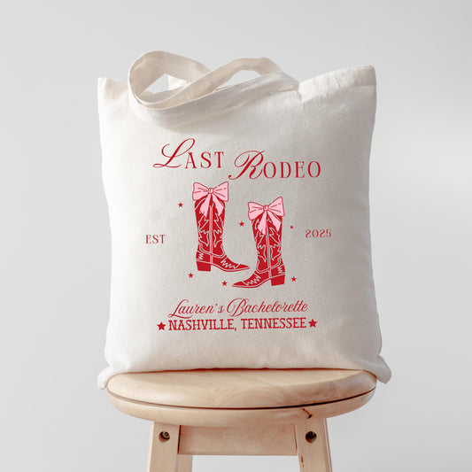 Last Rodeo Bachelorette Tote Bag, Nashville Cowgirl Theme, Bride’s Last Ride Party Favor, Western Bachelorette Gift Bag