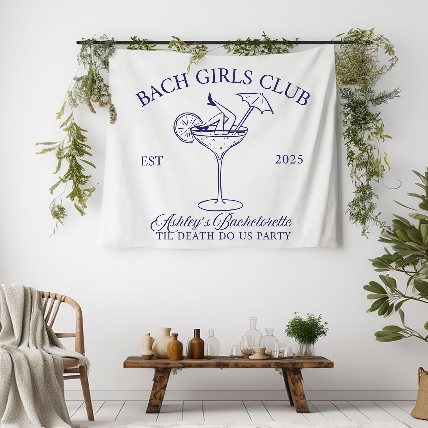 Bach Club Bachelorette Banner, Custom Bachelorette Sign, Til Death Do Us Party Decor, Girls Trip Party Banner, Personalized Bridal Sign