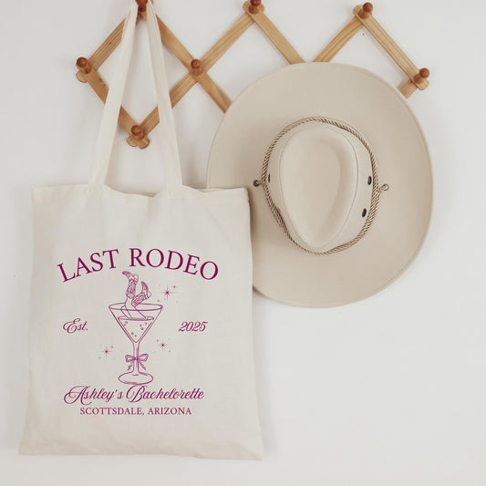 Last Rodeo Bachelorette Tote, Western Cowgirl Party Bag, Custom Country Bride Gift, Nash Bash Favor, Rustic Bridal Shower Tote