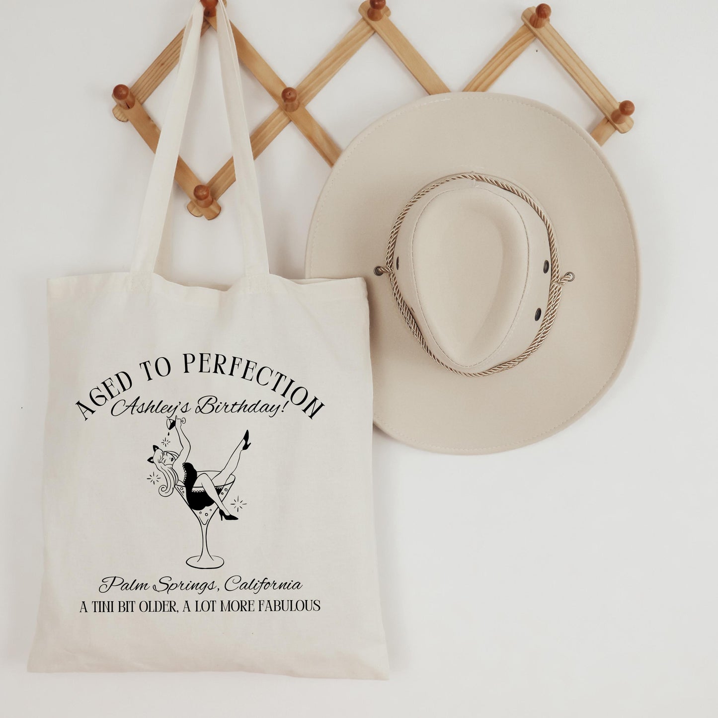 Birthday Tote Bag, Aged to Perfection, A Tini Bit Older Tote, Custom Gift Bag for Her, Funny Birthday Favor, Personalized Party Tote