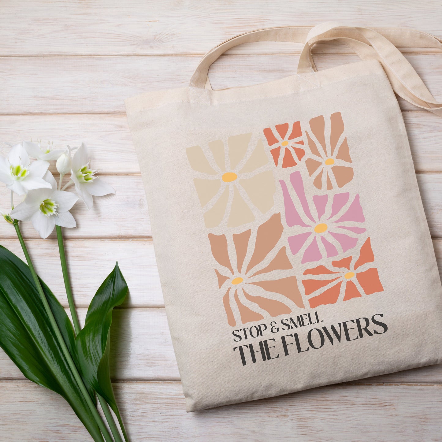 Stop and Smell The Wildflowers Tote Bag, Floral Tote Bag, Book Bag, Cotton Tote, Cute Tote Bag, School Bag, Book Bag