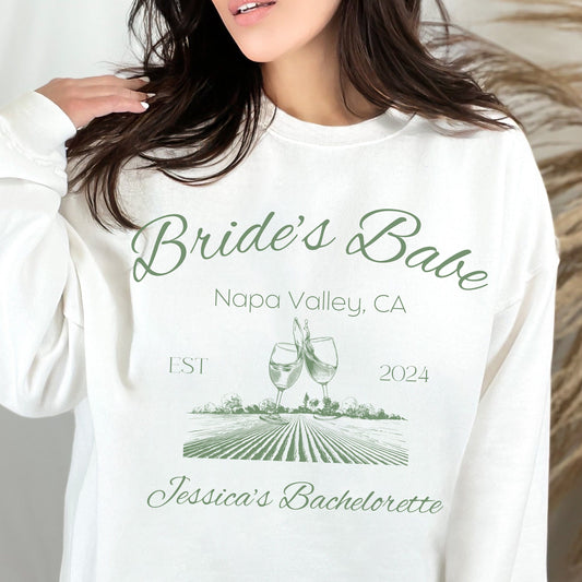 Bachelorette Party Sweatshirt, Custom Bachelorette, Bride Shirt, Bridal Party Shirt Napa Bride, Bride Gift