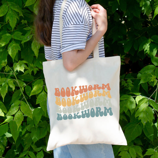 Bookworm Tote Back, Cute Book Bag, Librarian Tote, Book Lover Gift, Bookish Tote, Cute Tote Bag