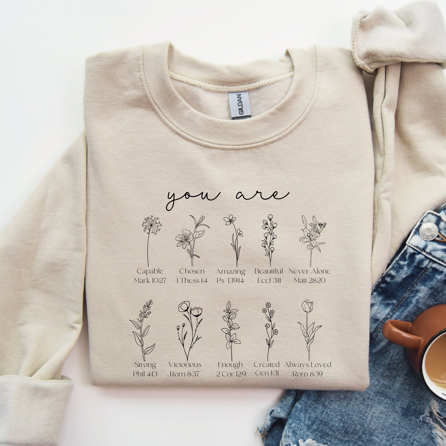 Christian Sweatshirt for Women, Inspirational Church Apparel, Religious Gift Crewneck - You Are Loved