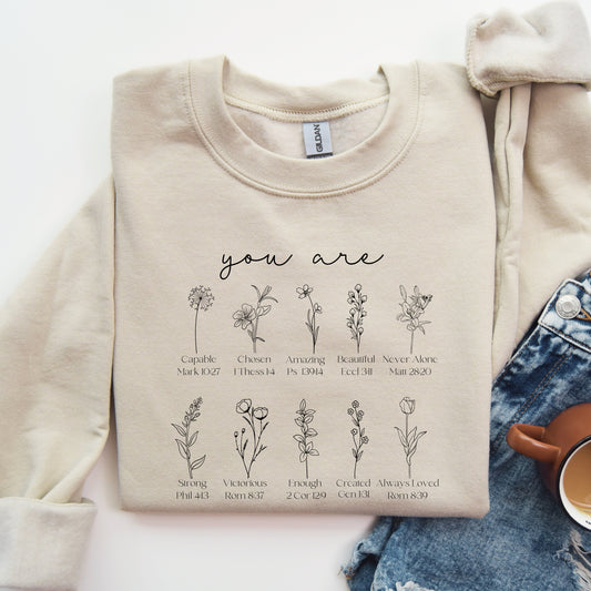 Christian Sweatshirt for Women, Inspirational Church Apparel, Religious Gift Crewneck - You Are Loved