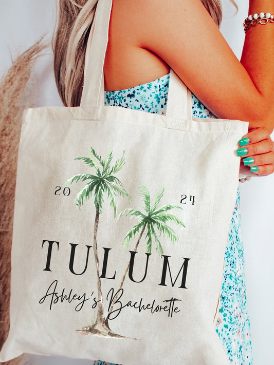 Personalized Bachelorette Tote Bag - Custom Bachelorette Party Favor Bag, Gift for Bridesmaids or Bridal Party, Destination Canvas Bag