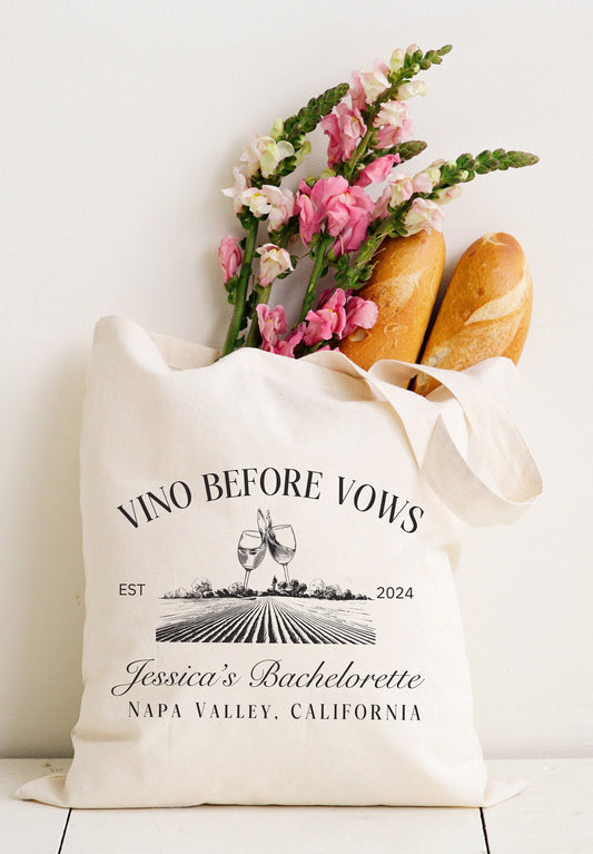 Custom Napa Valley Bachelorette Tote Bag, Bachelorette Party Gifts -   Personalized Bridal Party Wine Tasting Party Gift