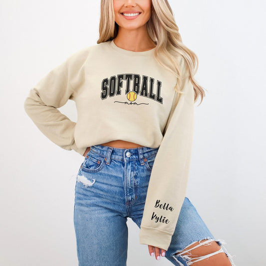 Mother's Day Gift Sweatshirt - Personalize Softball Mom Crewneck Sweatshirt - Gift for Mom - Birthday Gift for Sports Mom