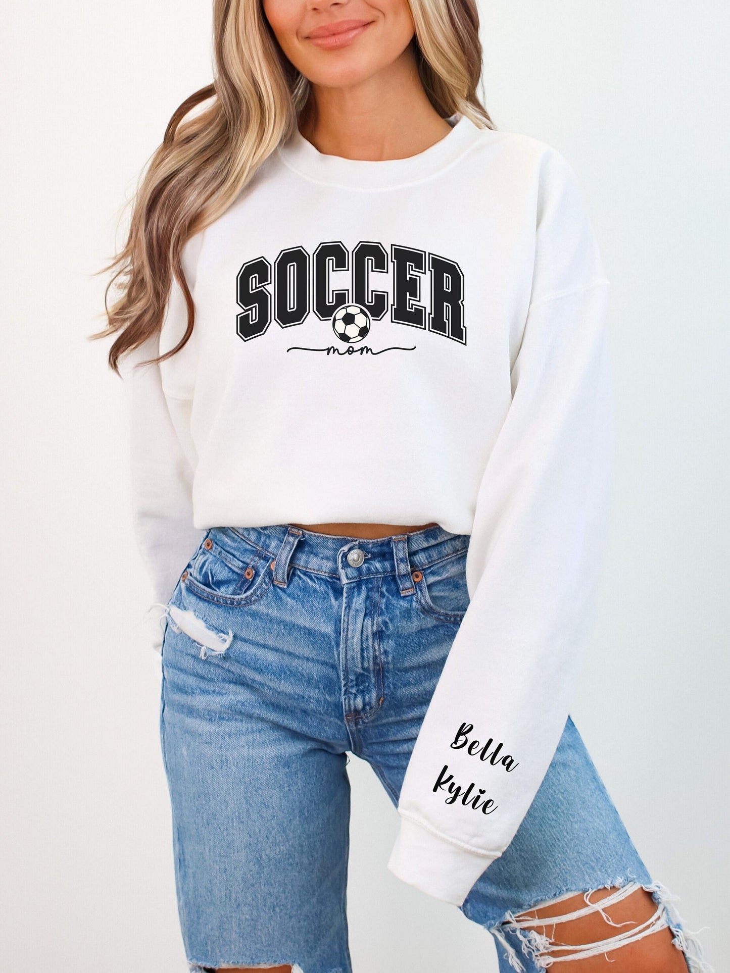 Custom Mother's Day Gift Sweatshirt - Personalize Softball Mom Crewneck Sweatshirt - Gift for Mom - Birthday Gift for Soccer Mom